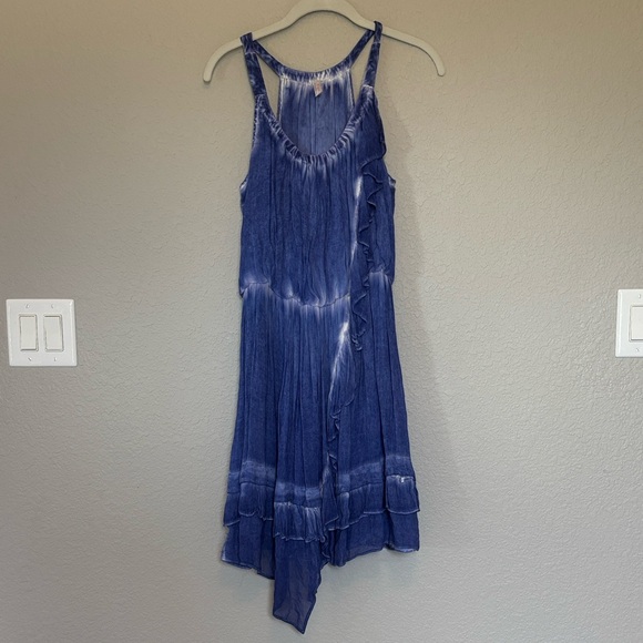 Free People Blue Tank Dress with Asymmetrical Hem size Small - Picture 2 of 8